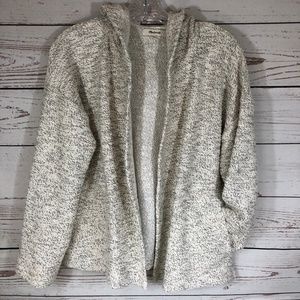 Madewell Hooded Sweater Jacket White Black F5719 S